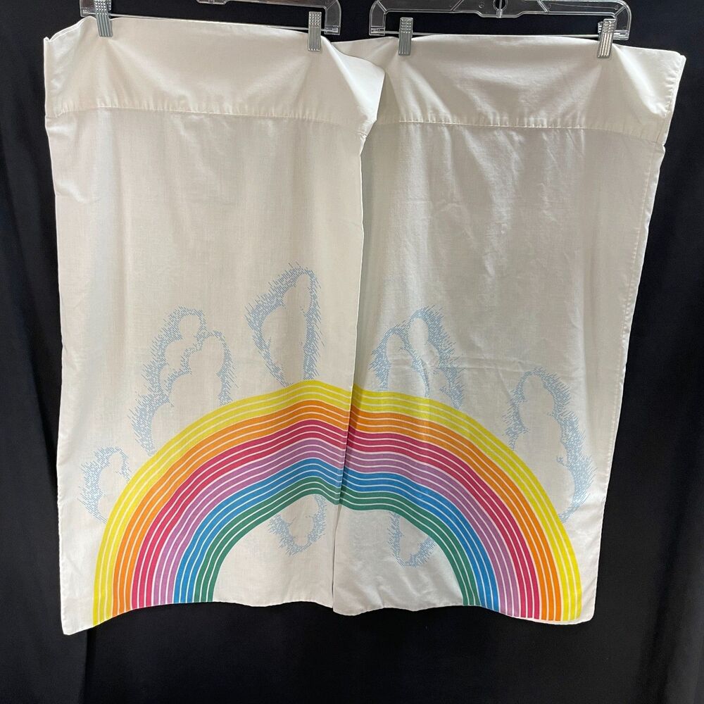 Rainbow Pillowcase Set of 2 Pillowcases King Size Vtg 1980s